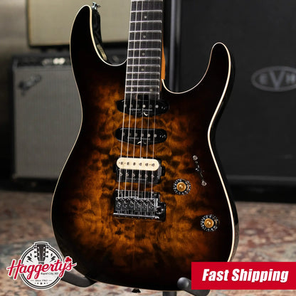 Charvel Pro-Mod Plus Dinky DK24 HSS 2PT QM Electric Guitar - Tiger Eye with Gig Bag