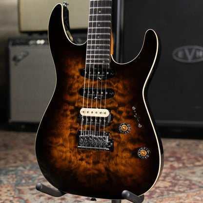 Charvel Pro-Mod Plus Dinky DK24 HSS 2PT QM Electric Guitar - Tiger Eye with Gig Bag
