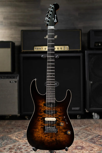Charvel Pro-Mod Plus Dinky DK24 HSS 2PT QM Electric Guitar - Tiger Eye with Gig Bag
