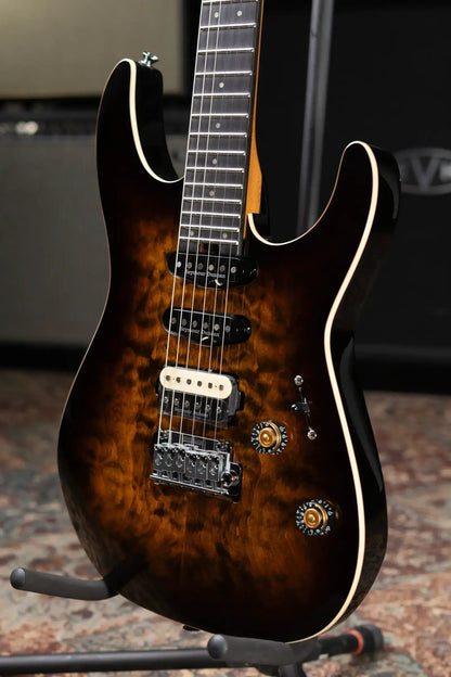 Charvel Pro-Mod Plus Dinky DK24 HSS 2PT QM Electric Guitar - Tiger Eye with Gig Bag