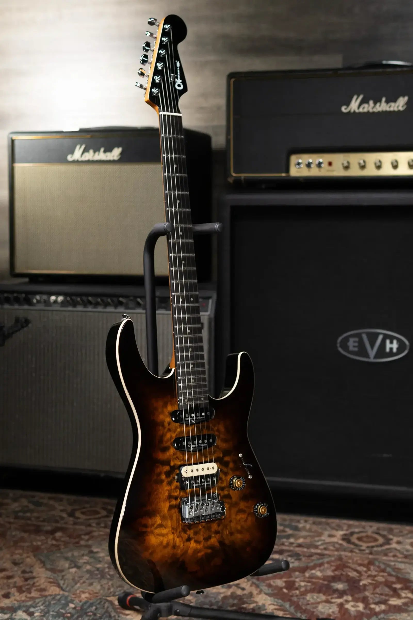 Charvel Pro-Mod Plus Dinky DK24 HSS 2PT QM Electric Guitar - Tiger Eye with Gig Bag
