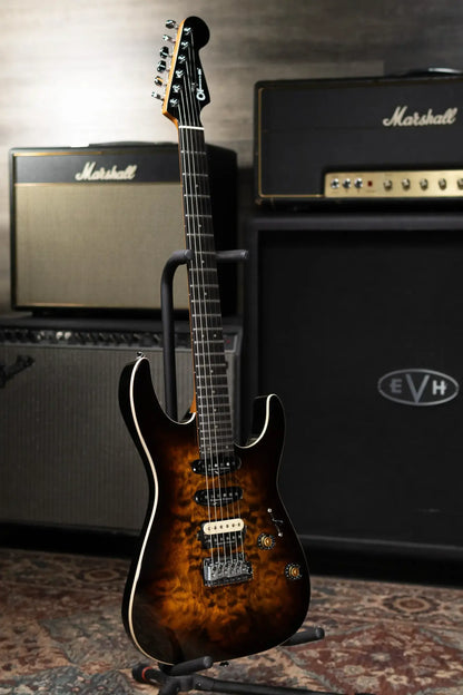 Charvel Pro-Mod Plus Dinky DK24 HSS 2PT QM Electric Guitar - Tiger Eye with Gig Bag