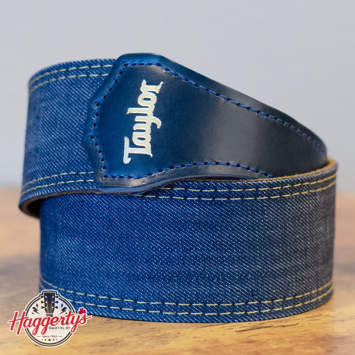 Taylor Blue Denim 2" Guitar Strap - Gold Logo