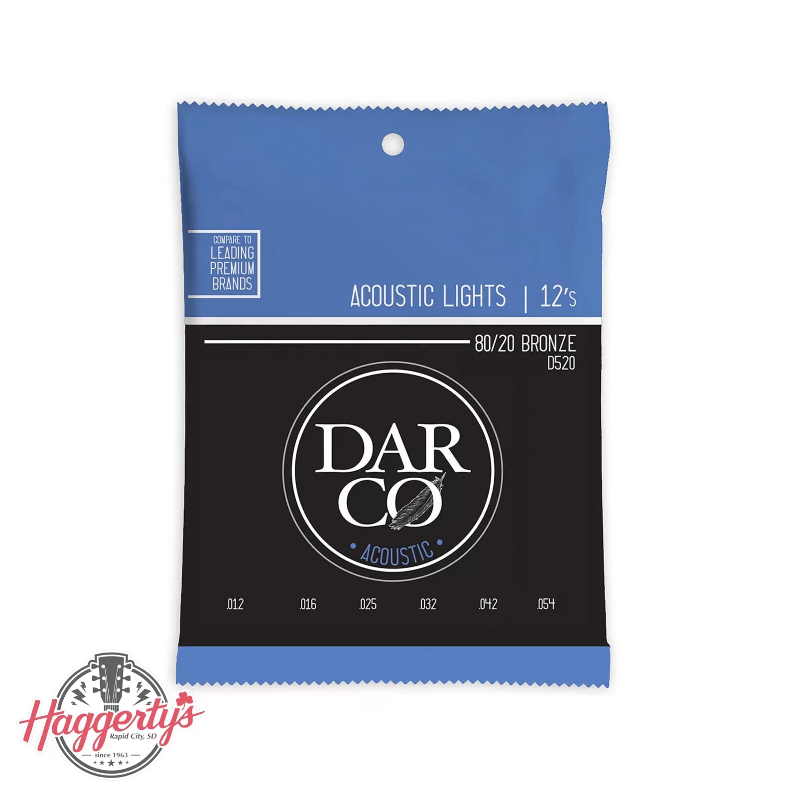 Darco D520 80/20 Acoustic Guitar Strings - .012 - .054 Extra Light 6-string