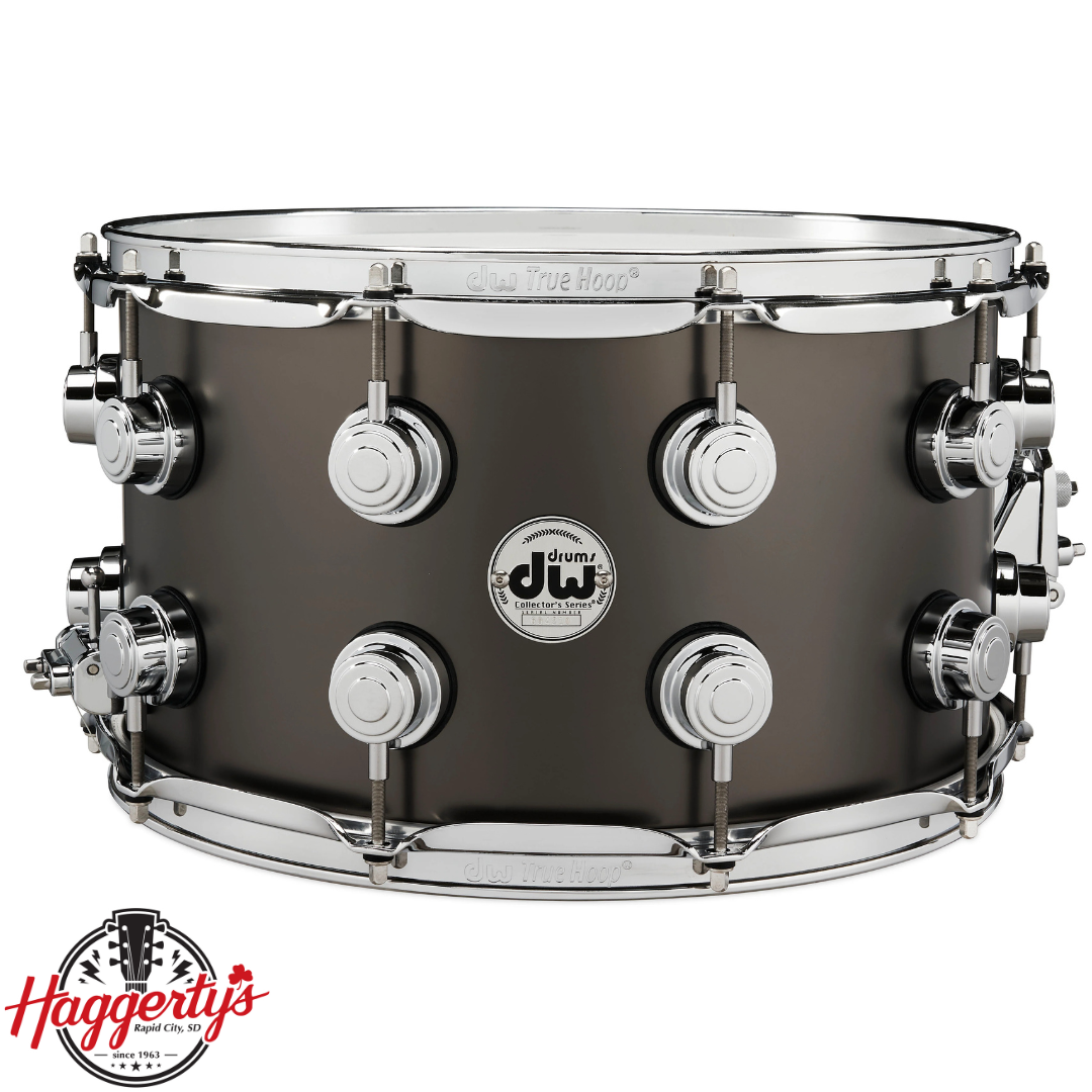 DW Collector's 8"x14" Black Satin over Brass Snare