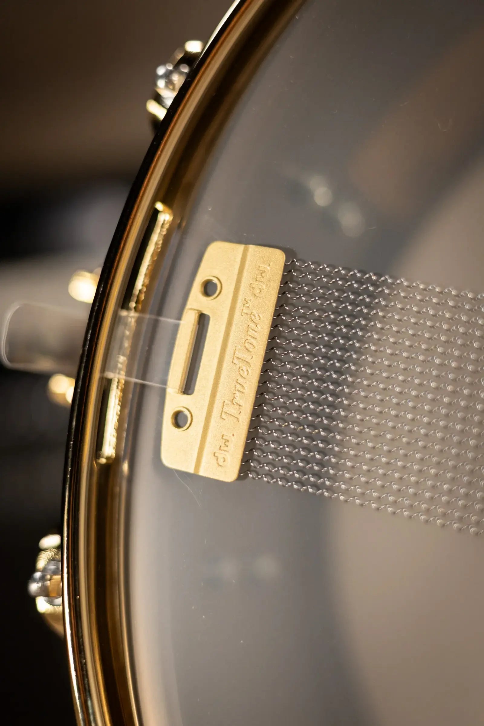 DW Collector's Series 6.5 x 14 Metal Snare Drum - Satin Black Over Brass with Gold Hardware