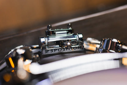 DW Collector’s Series 6.5x14 Exotic HVLT Snare Drum – Ebony Hard Satin Over Curly Maple, Chrome Hardware