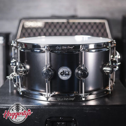 DW Collectors Series Snare Drum - Satin Black over Brass with Nickel Hardware