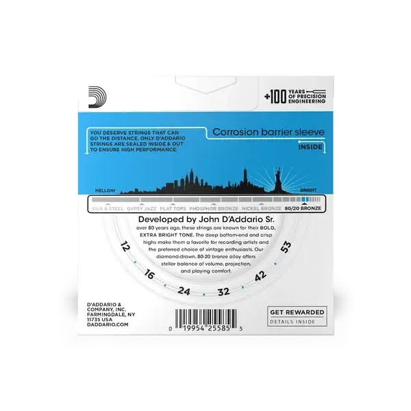 D'addario EJ11-3D 80/20 Bronze 12-53 3 Pack