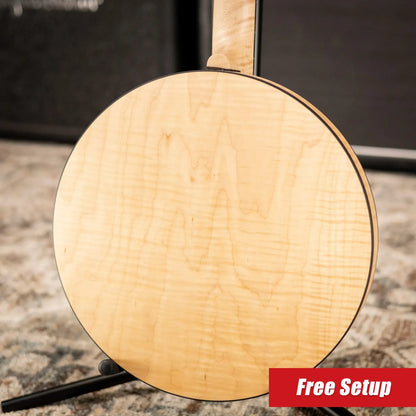 Deering Boston 5-String Banjo - Natural Blond Curly Maple with Hardshell Case