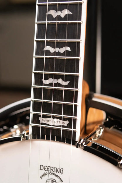 Deering White Lotus 5-String Banjo with Hardshell Case