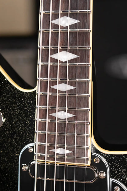 Duesenberg Paloma Baritone Electric Guitar - Black Sparkle with Gig Bag