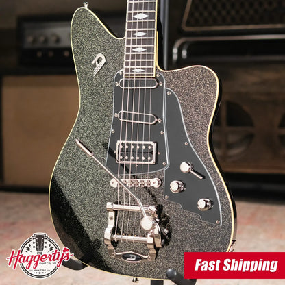 Duesenberg Paloma Baritone Electric Guitar - Black Sparkle with Gig Bag