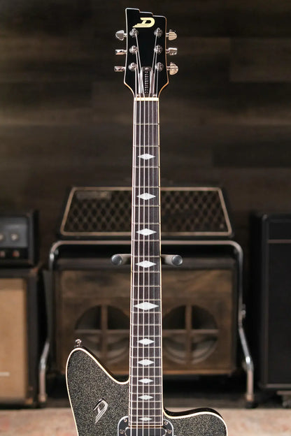 Duesenberg Paloma Baritone Electric Guitar - Black Sparkle with Gig Bag
