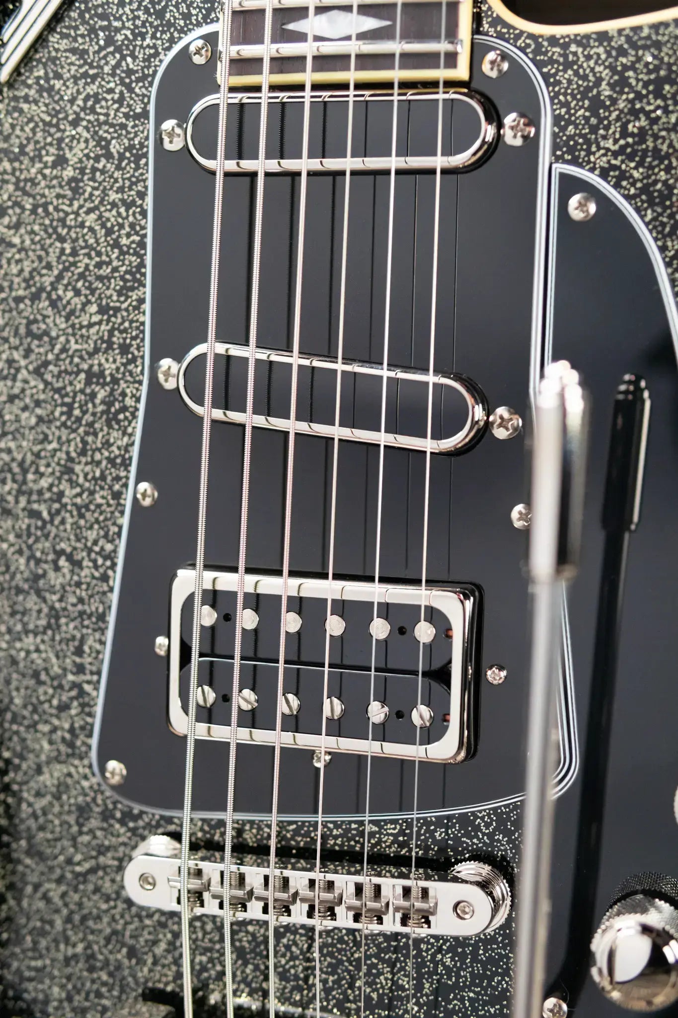 Duesenberg Paloma Baritone Electric Guitar - Black Sparkle with Gig Bag