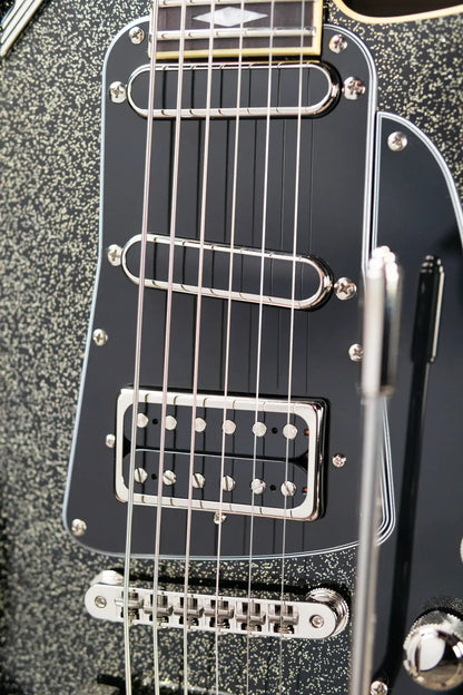 Duesenberg Paloma Baritone Electric Guitar - Black Sparkle with Gig Bag