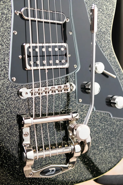 Duesenberg Paloma Baritone Electric Guitar - Black Sparkle with Gig Bag