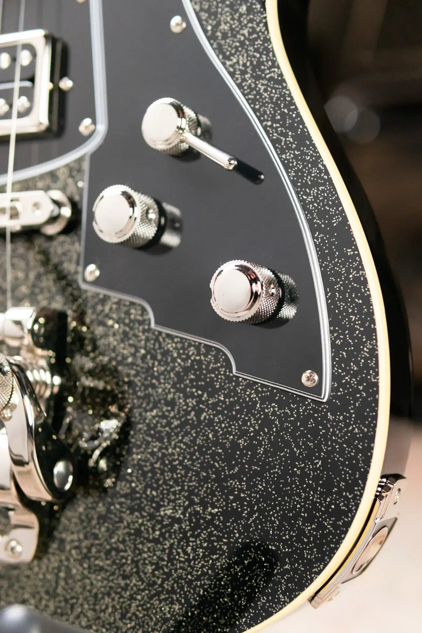 Duesenberg Paloma Baritone Electric Guitar - Black Sparkle with Gig Bag