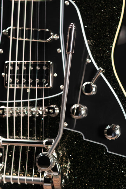 Duesenberg Paloma Baritone Electric Guitar - Black Sparkle with Gig Bag