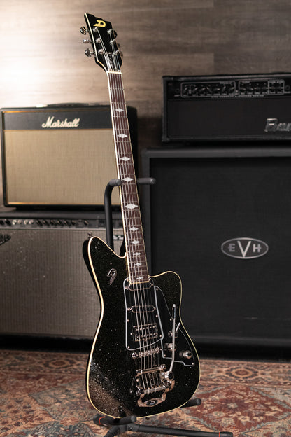 Duesenberg Paloma Baritone Electric Guitar - Black Sparkle with Gig Bag