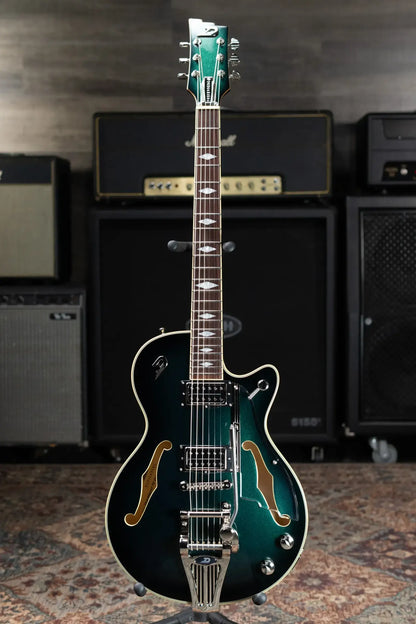 Duesenberg Starplayer TV DLX Semi-Hollow Electric Guitar - Catalina Green Burst with Hardshell Case