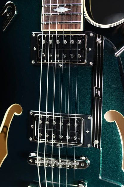 Duesenberg Starplayer TV DLX Semi-Hollow Electric Guitar - Catalina Green Burst with Hardshell Case