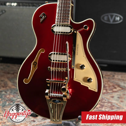 Duesenberg Starplayer TV Phonic Semi-Hollow Electric Guitar - Balboa Pearl Red with Hardshell Case