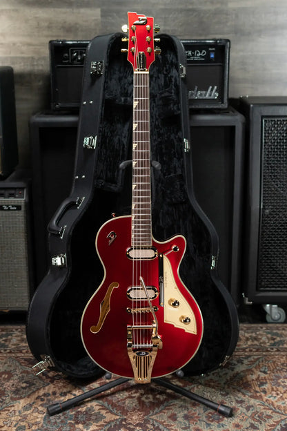 Duesenberg Starplayer TV Phonic Semi-Hollow Electric Guitar - Balboa Pearl Red with Hardshell Case