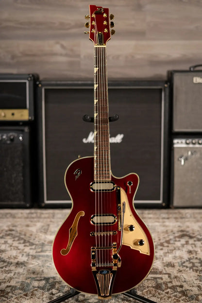 Duesenberg Starplayer TV Phonic Semi-hollow Electric Guitar - Balboa Pearl Red with Hardshell Case