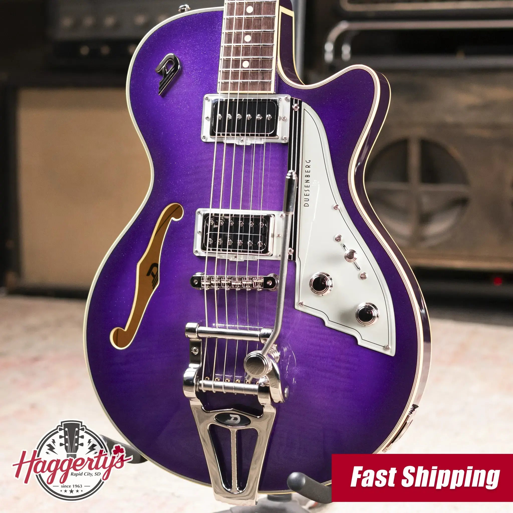 Duesenberg Starplayer TV Semi-Hollow Electric Guitar - Galaxy Purple Burst with Hardshell Case
