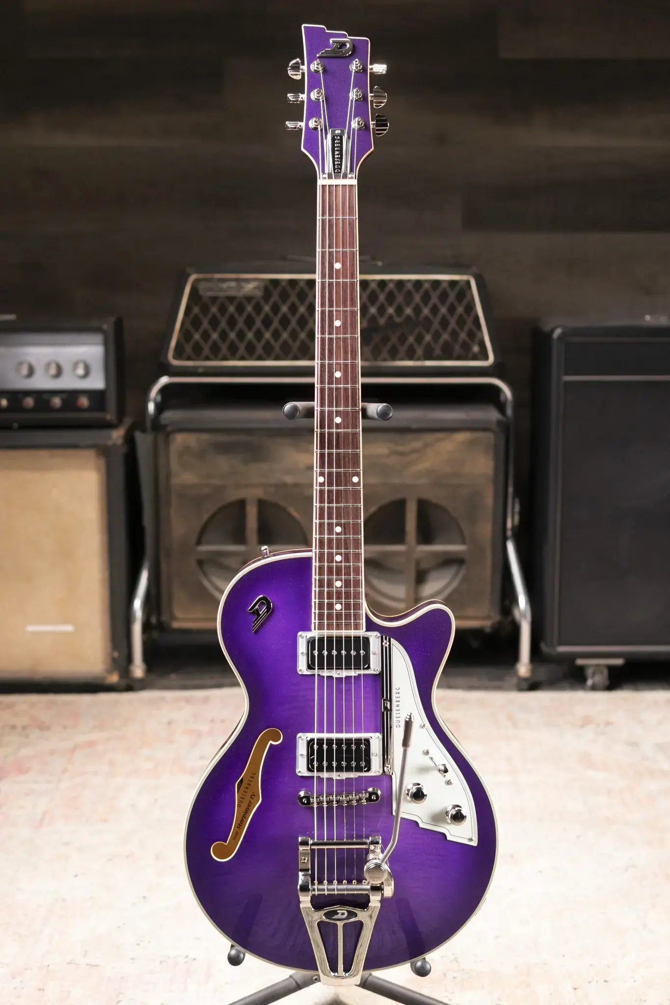 Duesenberg Starplayer TV Semi-Hollow Electric Guitar - Galaxy Purple Burst with Hardshell Case