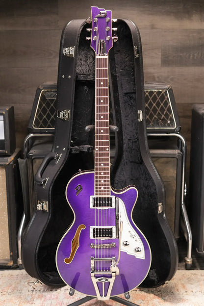 Duesenberg Starplayer TV Semi-Hollow Electric Guitar - Galaxy Purple Burst with Hardshell Case