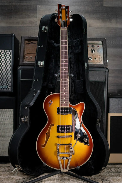Duesenberg Starplayer TV Semi-Hollow Electric Guitar - Gold Burst with Hardshell Case