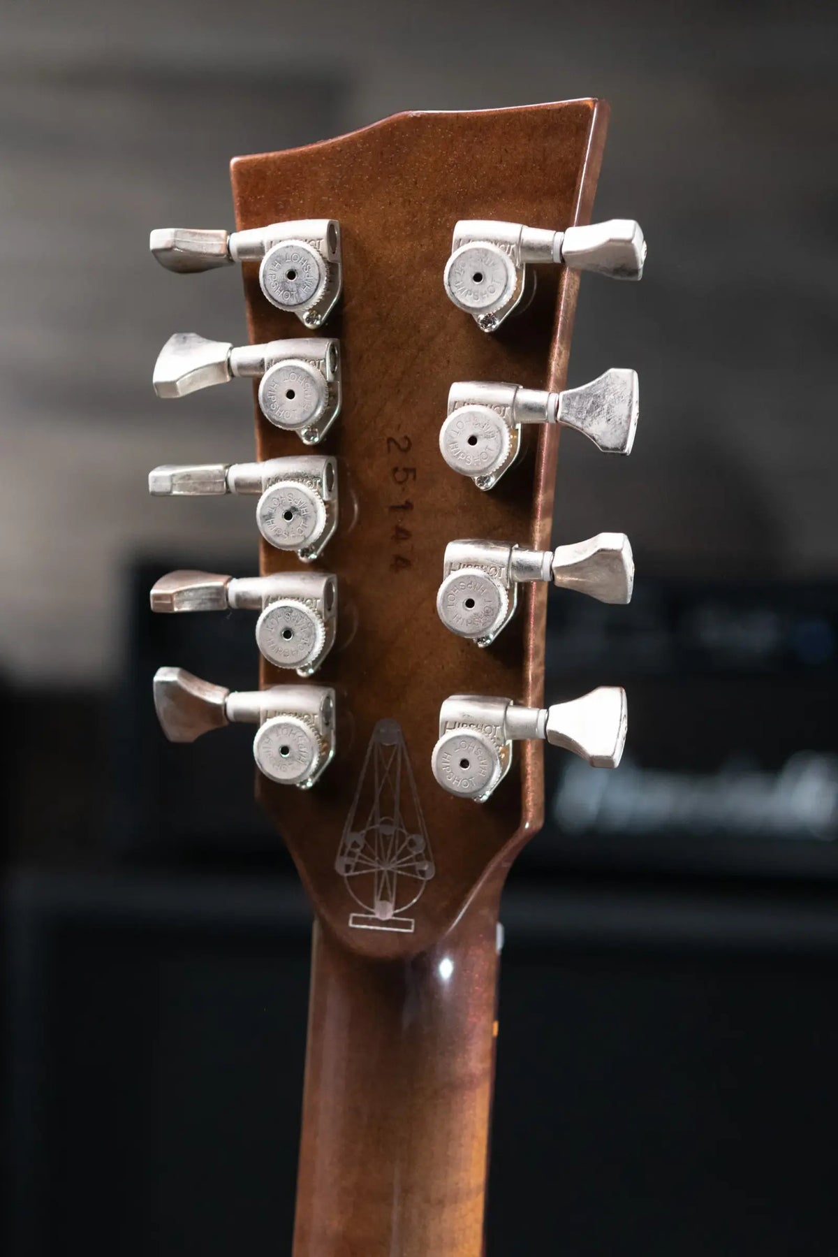 Dunable Custom Gnarwhal 9-String 1-Piece Curly Redwood Electric Guitar - Charcoal/Red Shift with Hardshell Case