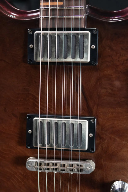 Dunable Custom Gnarwhal 9-String 1-Piece Curly Redwood Electric Guitar - Charcoal/Red Shift with Hardshell Case