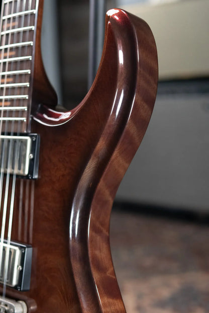 Dunable Custom Gnarwhal 9-String 1-Piece Curly Redwood Electric Guitar - Charcoal/Red Shift with Hardshell Case