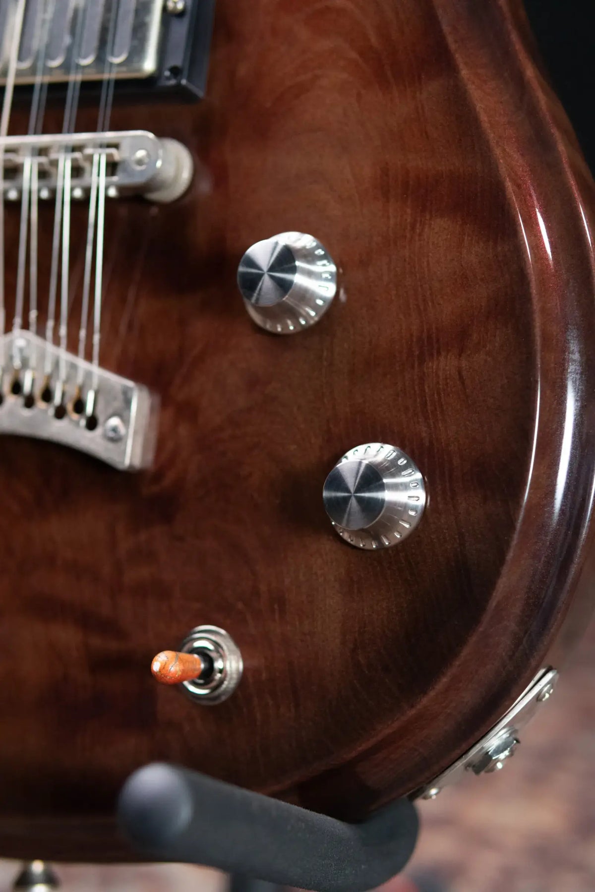 Dunable Custom Gnarwhal 9-String 1-Piece Curly Redwood Electric Guitar - Charcoal/Red Shift with Hardshell Case