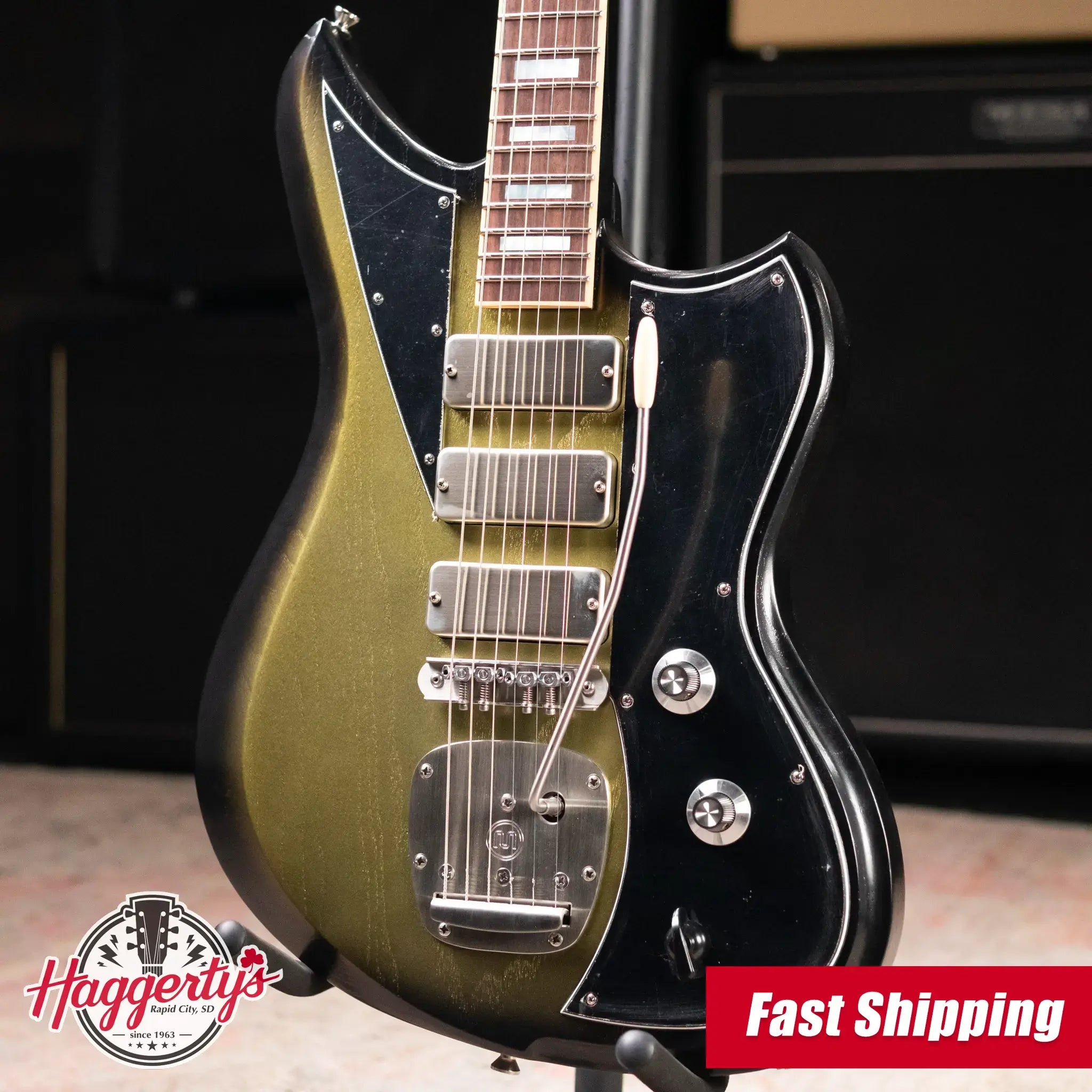 Dunable Custom Yeti Swervemeister Electric Guitar - Antique Silverburst with Hardshell Case