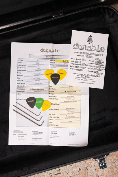 Dunable Custom Yeti Swervemeister Electric Guitar - Antique Silverburst with Hardshell Case