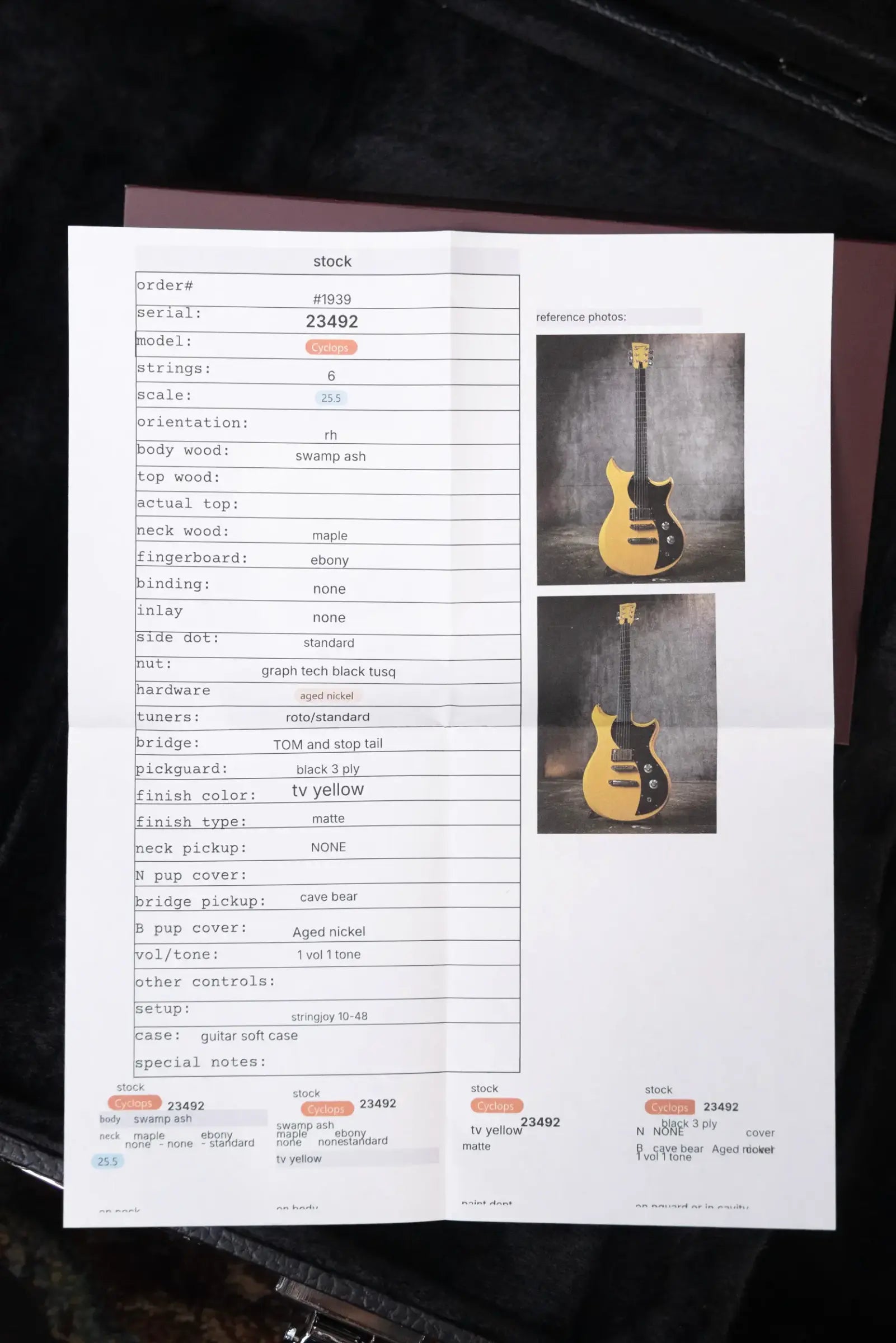 Dunable USA Custom Shop Cyclops Electric Guitar - TV Yellow with Hardshell Case