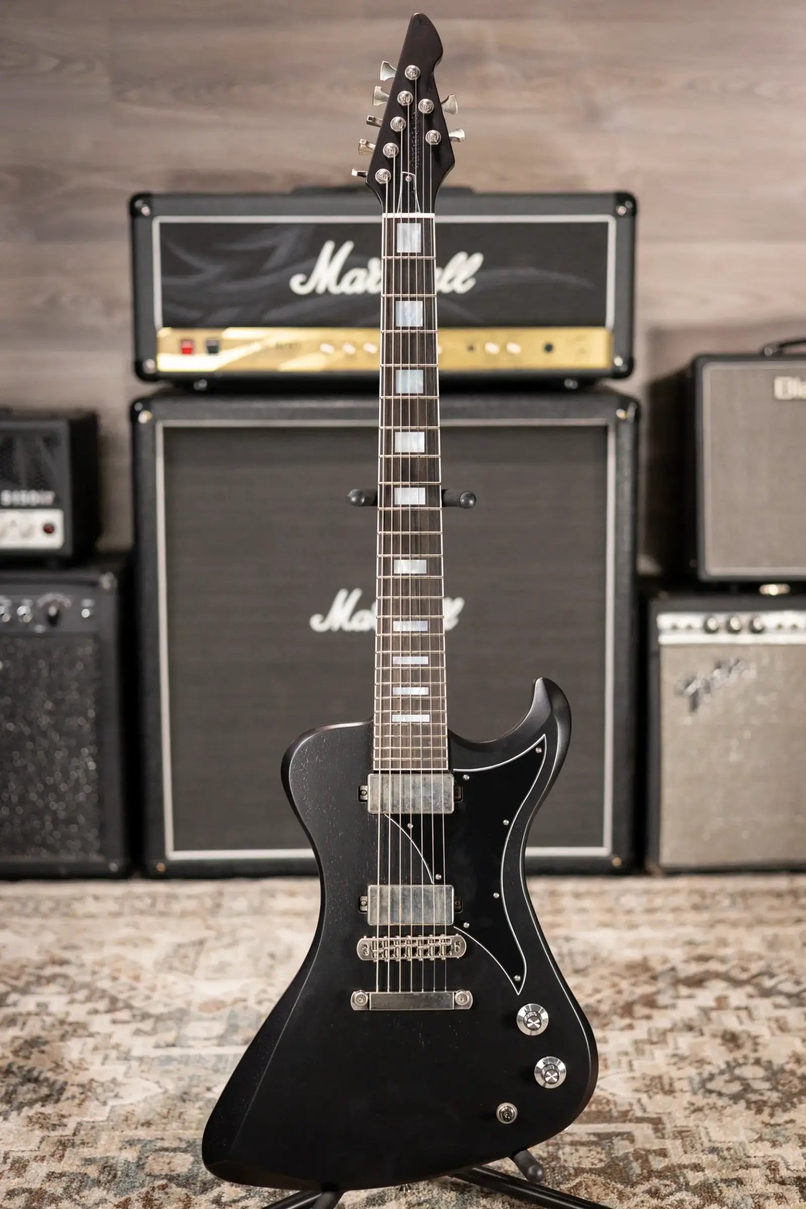 Dunable USA R2 7-String Electric Guitar - Black Red Shift with Hardshell Case