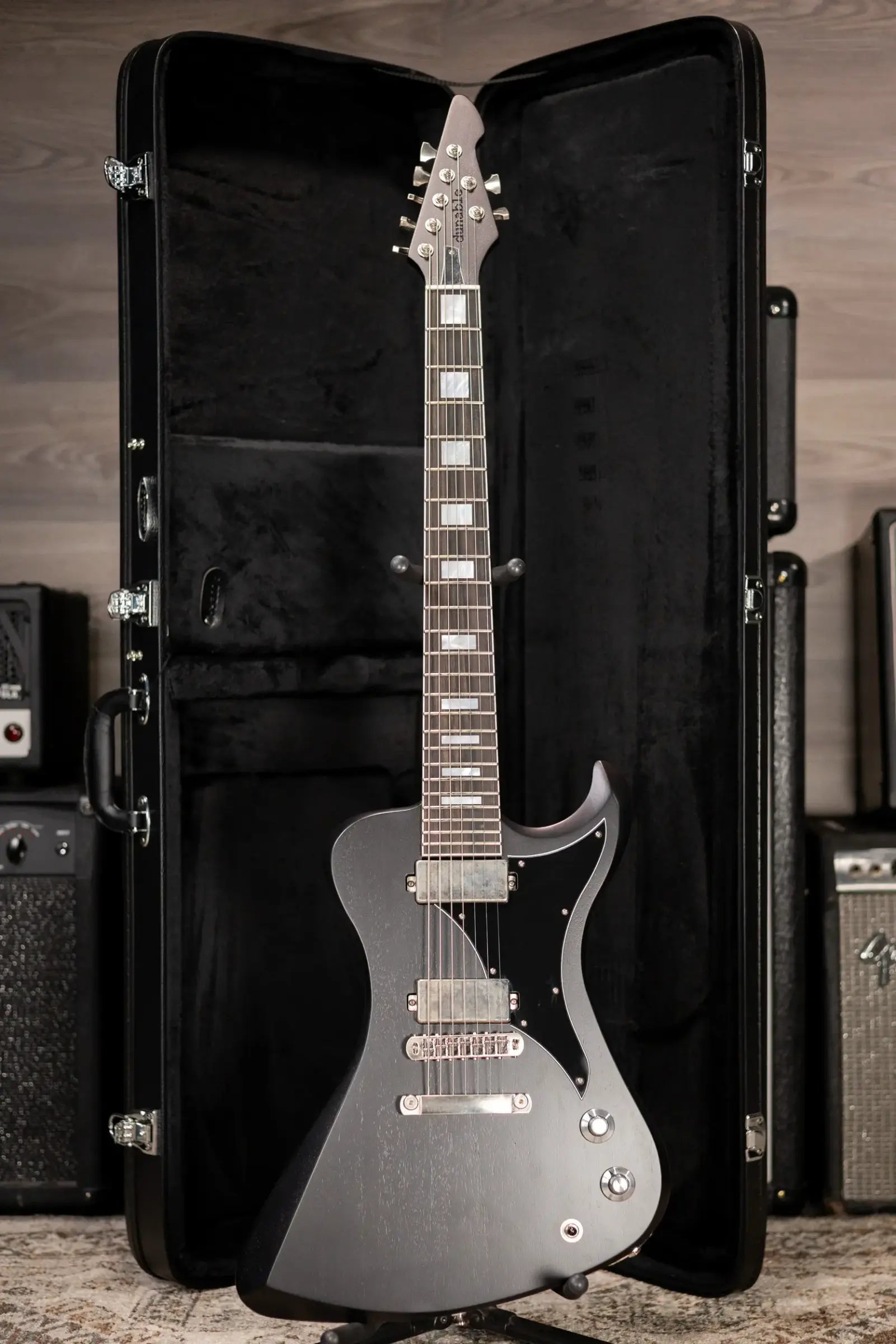 Dunable USA R2 7-String Electric Guitar - Black Red Shift with Hardshell Case