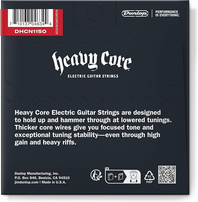 Dunlop DHCN1150 Heavy Core NPS Electric Guitar Strings - .011-.050 Heavier