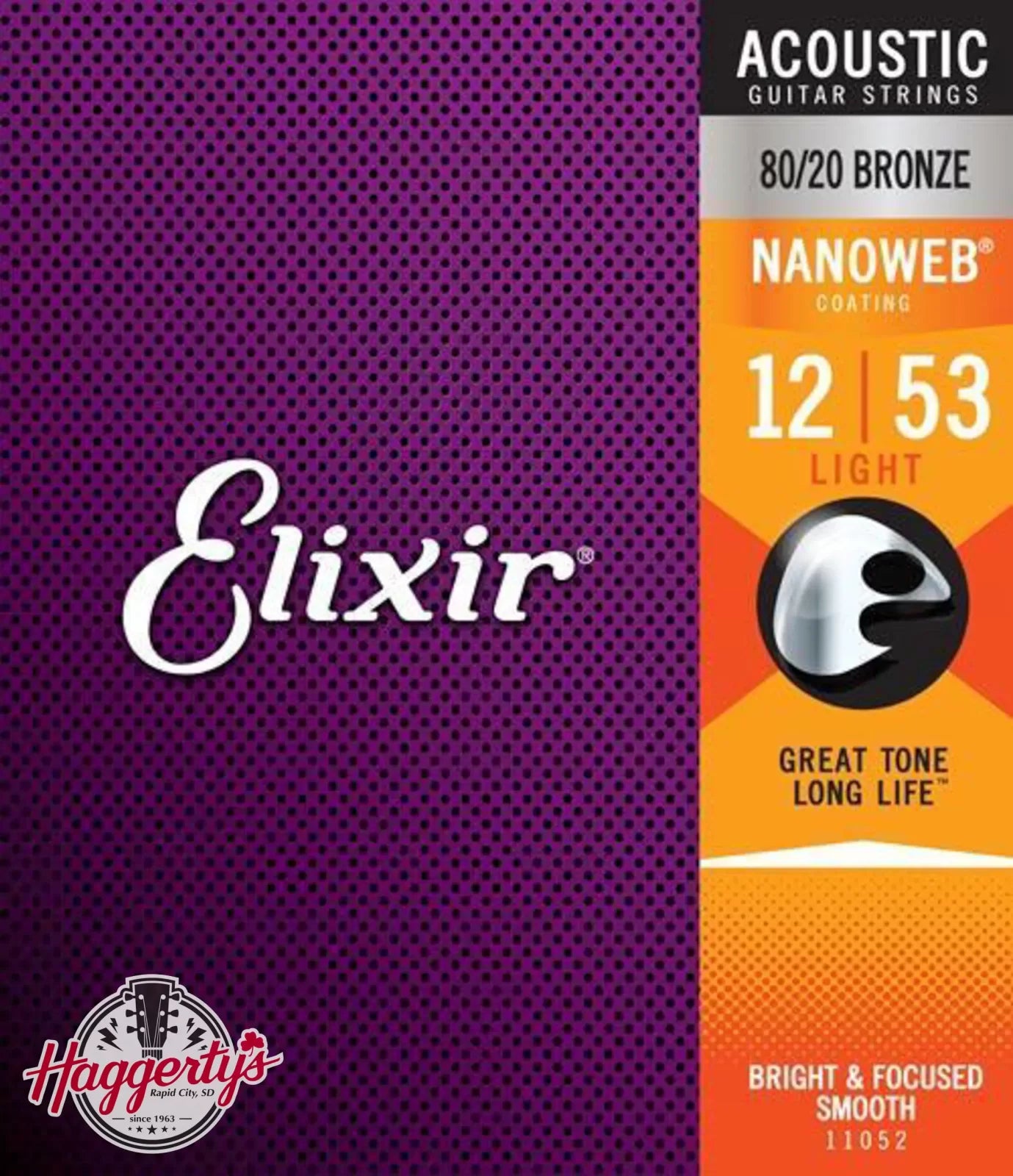 Elixir Acoustic Light 80/20 Bronze Acoustic Guitar Strings 12-53