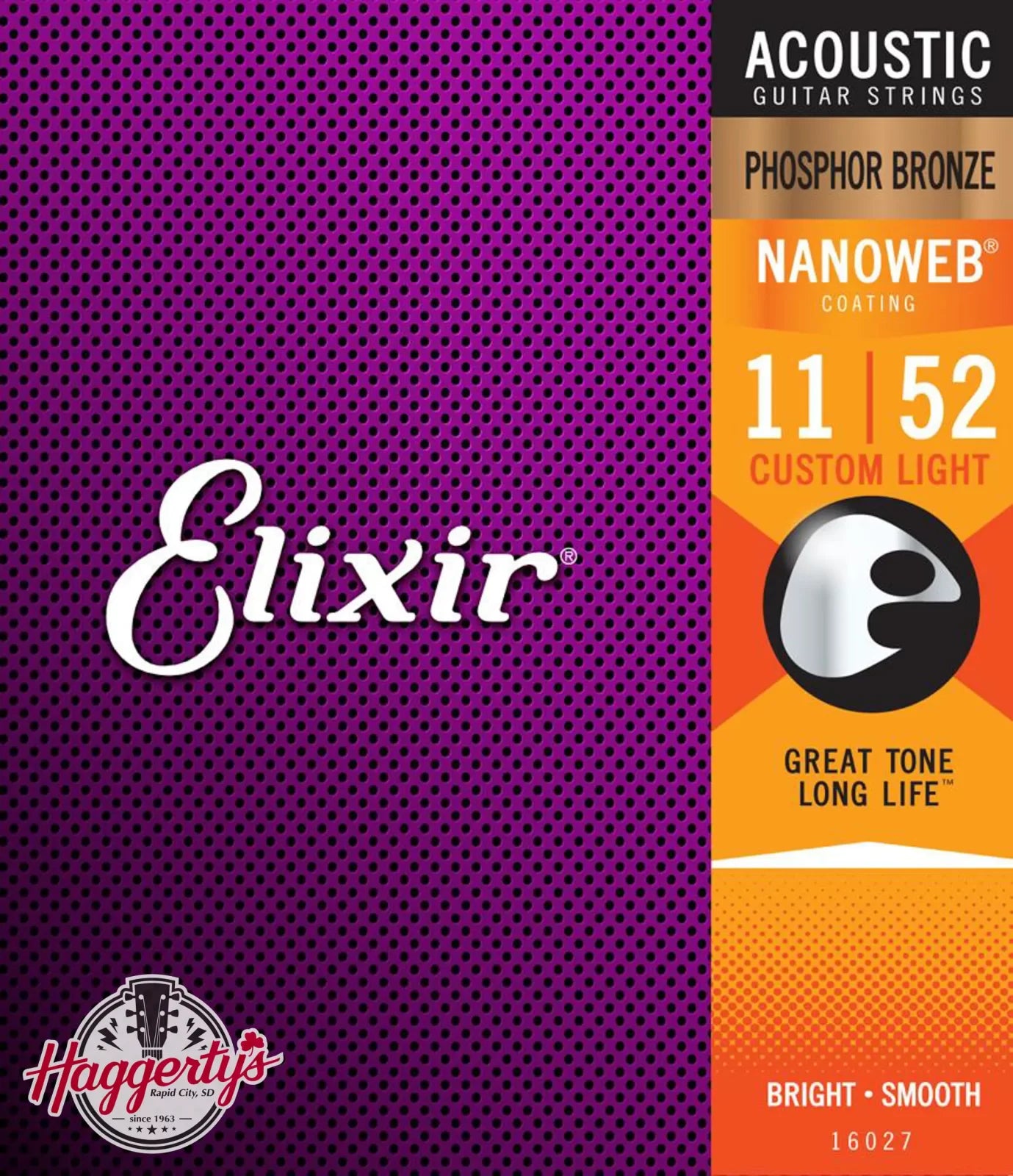 Elixir E16027 Nanoweb Custom Light 11-52 Guitar Strings