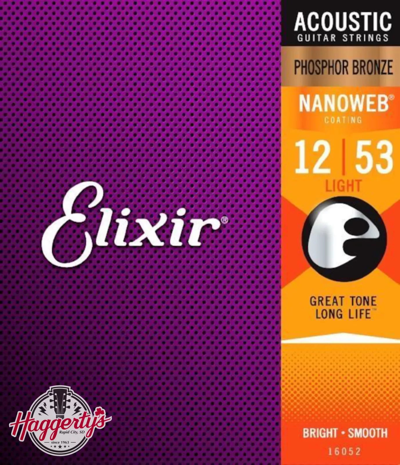 Elixir E16052 Nanoweb Light 12-53 Guitar Strings