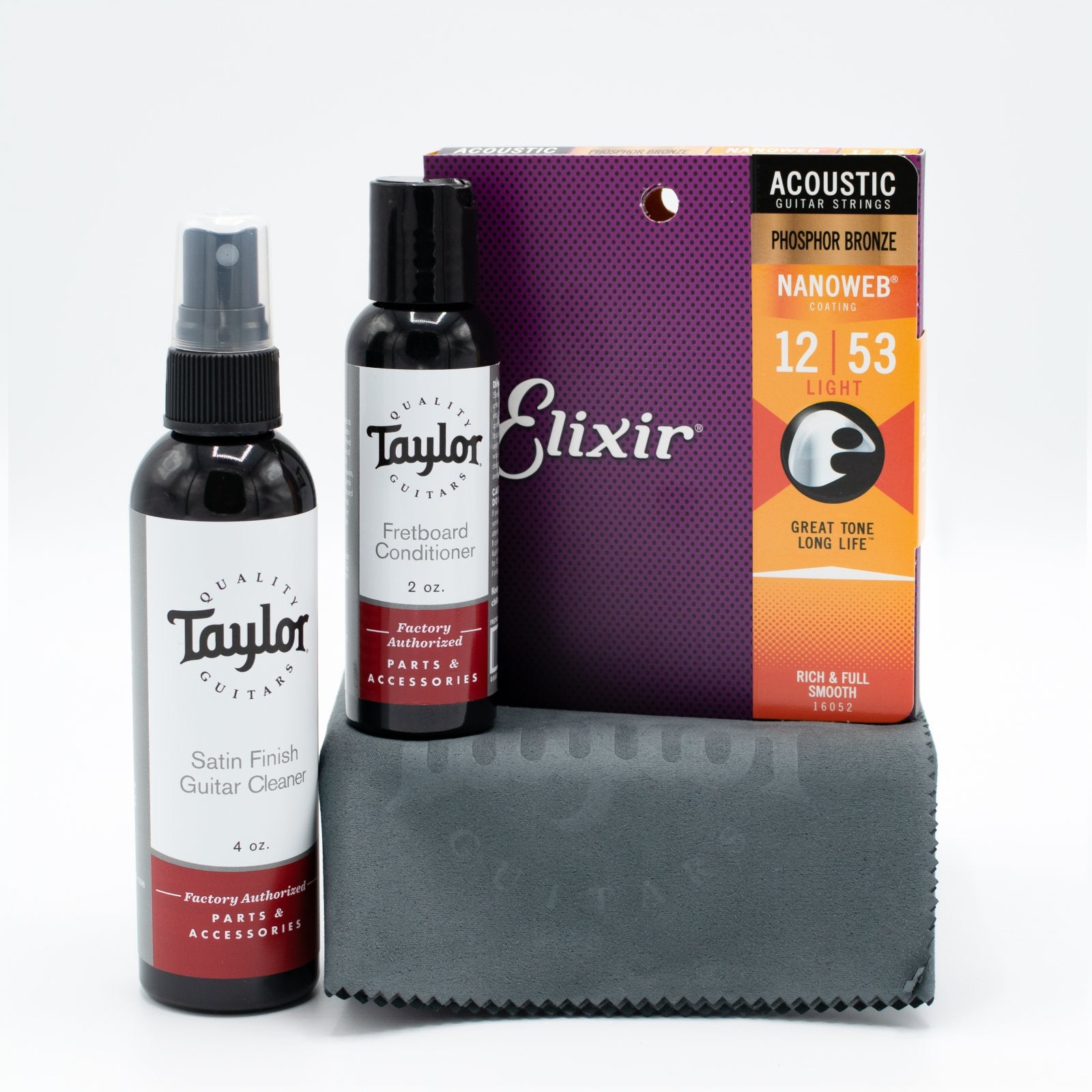 Taylor Satin Guitar Cleaner Bundle w/ Elixir 12-53 Lights