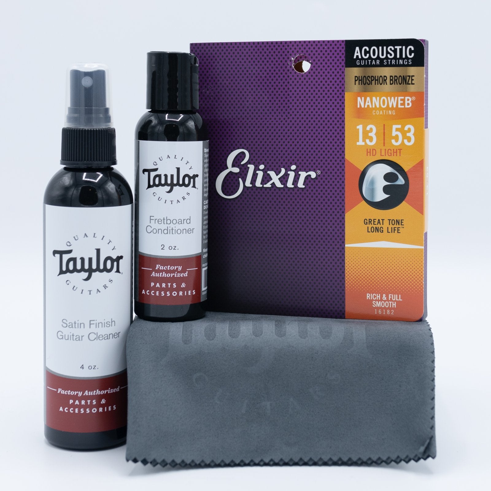 Taylor Satin Guitar Cleaner Bundle w/ Elixir 13-53