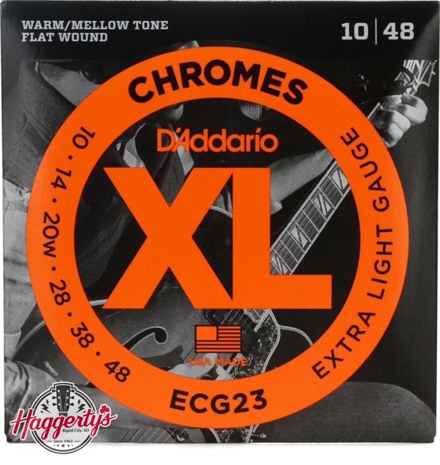 D'Addario ECG23 Chrome Flatwound Electric Guitar Strings 10-48