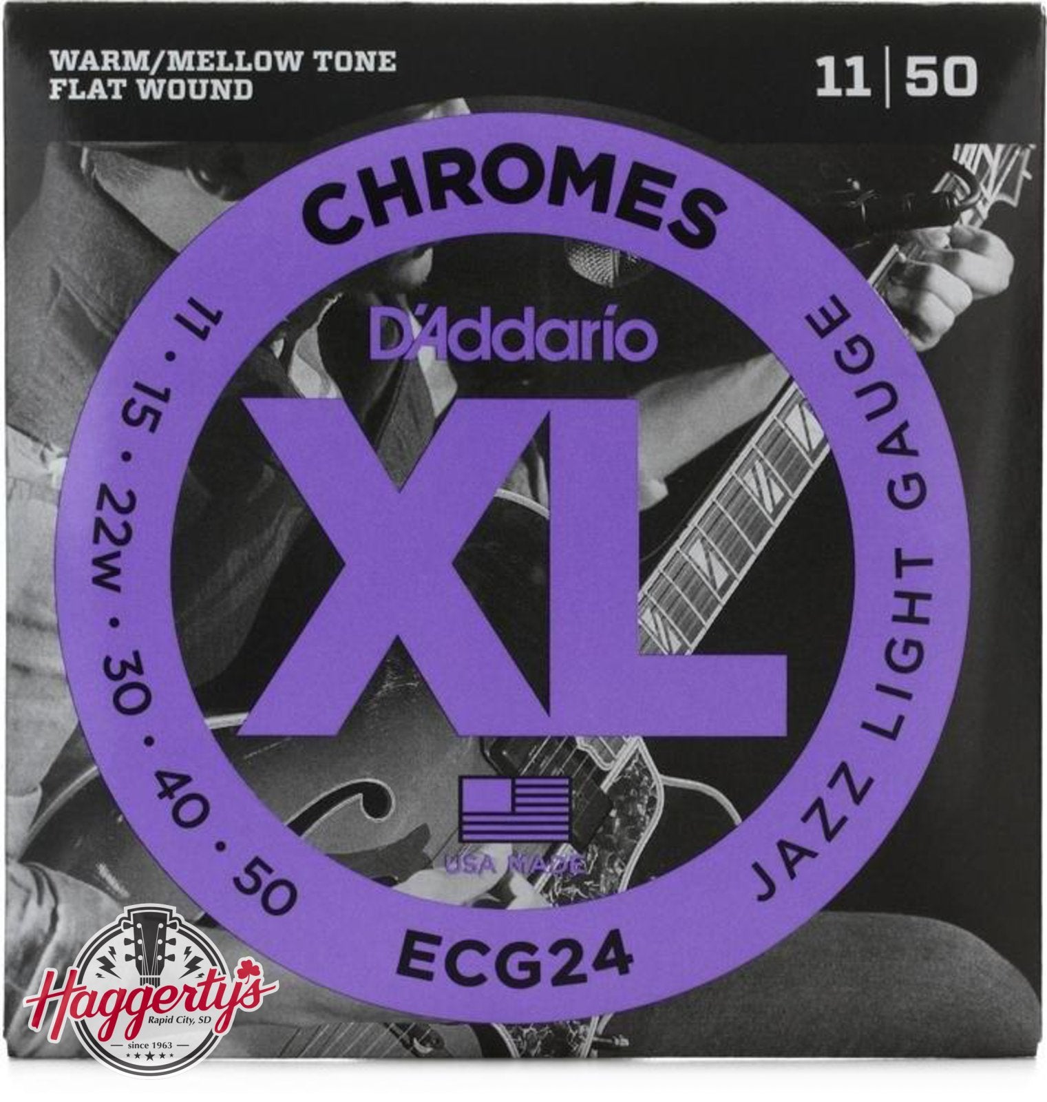 D'Addario ECG24 Chrome Flatwound Electric Guitar Strings 11-50